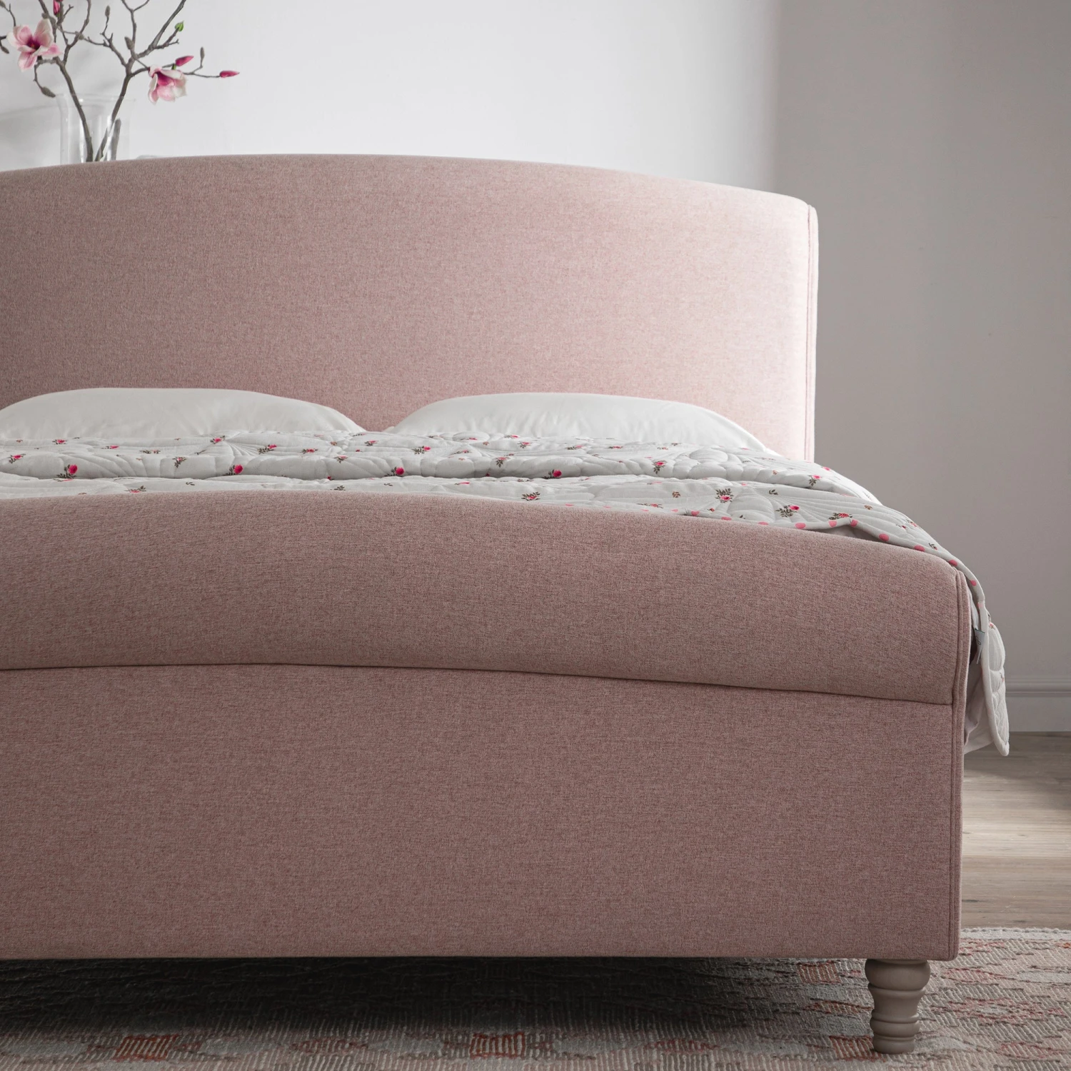 Porchester Ottoman Storage Sleigh Bed, Rosewater Pink Fabric 5 Porchester Ottoman Storage Sleigh Bed, Rosewater Pink Fabric - Image 5