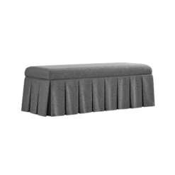 Egerton Box-Pleat Storage Bench, Charcoal Brushed Fabric -Daals Store ZX 2283 CHAR FAB BENCH WB2