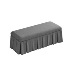 Egerton Box-Pleat Storage Bench, Charcoal Brushed Fabric -Daals Store ZX 2283 CHAR FAB BENCH WB3