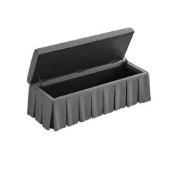 Egerton Box-Pleat Storage Bench, Charcoal Brushed Fabric -Daals Store ZX 2283 CHAR FAB BENCH WB4