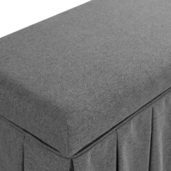 Egerton Box-Pleat Storage Bench, Charcoal Brushed Fabric -Daals Store ZX 2283 CHAR FAB BENCH detail4