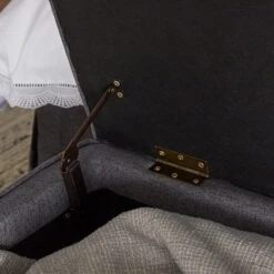 Egerton Box-Pleat Storage Bench, Charcoal Brushed Fabric -Daals Store ZX 2283 CHAR FAB BENCH scene4