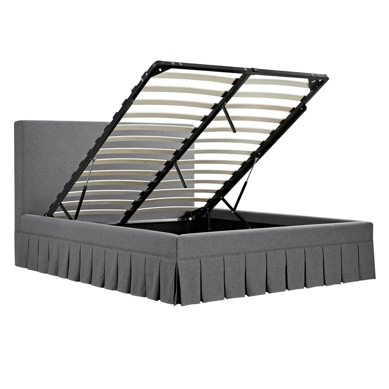 Egerton Box-Pleat Ottoman Storage Bed, Charcoal Brushed Fabric 11 Egerton Box-Pleat Ottoman Storage Bed, Charcoal Brushed Fabric - Image 11