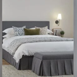 Egerton Box-Pleat Ottoman Storage Bed, Charcoal Brushed Fabric