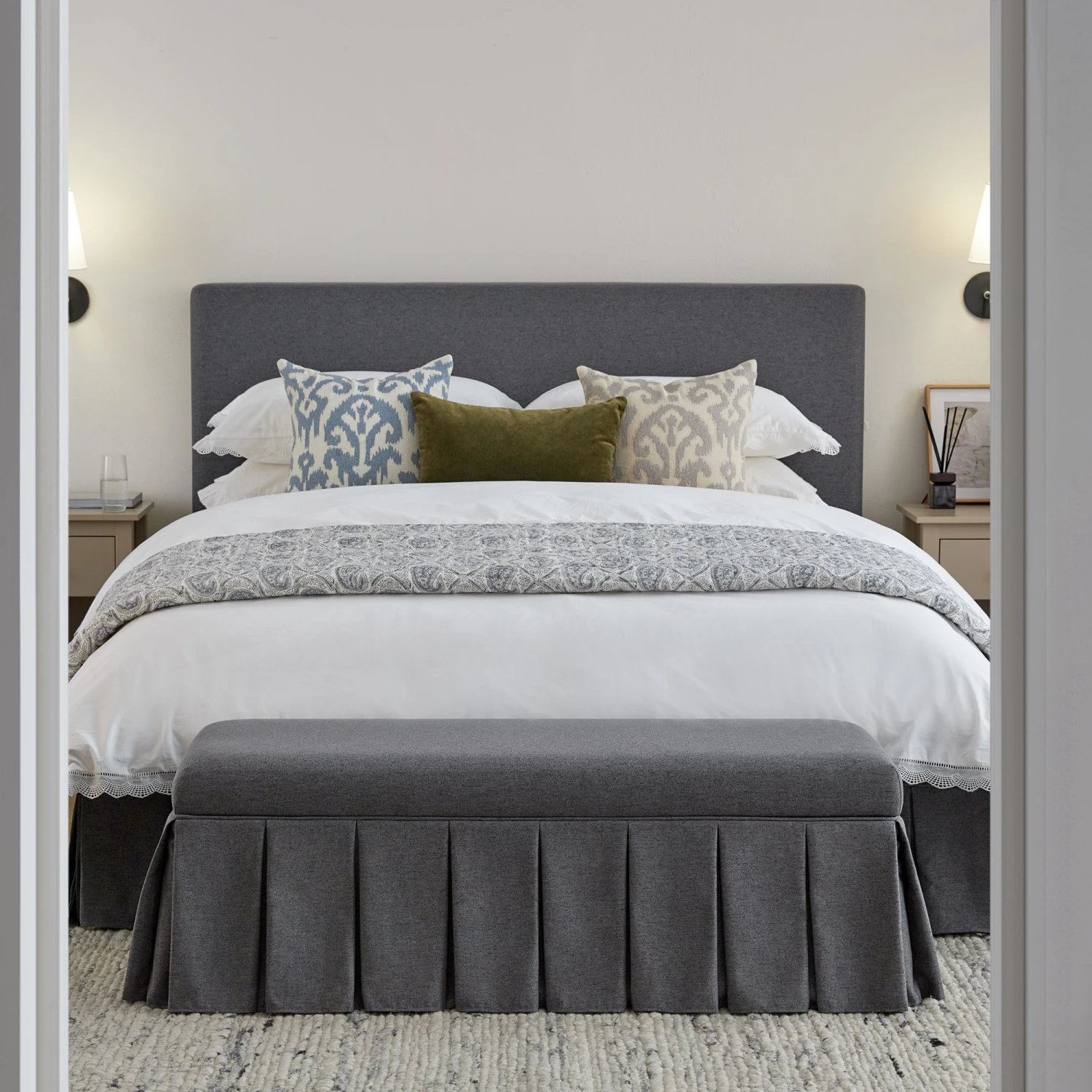 Egerton Box-Pleat Ottoman Storage Bed, Charcoal Brushed Fabric 2 Egerton Box-Pleat Ottoman Storage Bed, Charcoal Brushed Fabric - Image 2