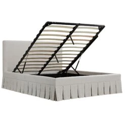 Egerton Box-Pleat Ottoman Storage Bed, Oatmeal Brushed Fabric 32 Egerton Box-Pleat Ottoman Storage Bed, Oatmeal Brushed Fabric -Daals Store ZX 2283 OAT FAB WB3