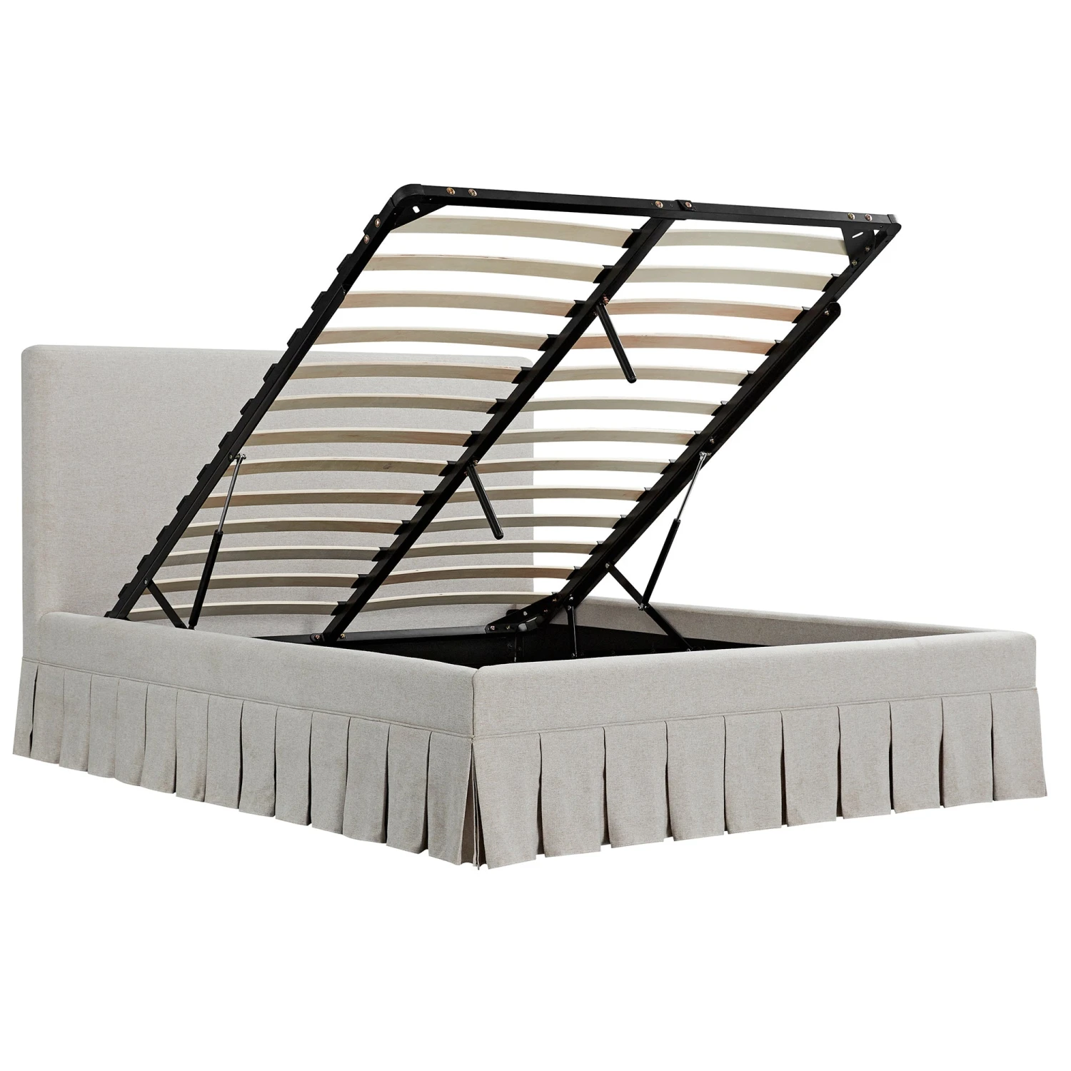 Egerton Box-Pleat Ottoman Storage Bed, Oatmeal Brushed Fabric 13 Egerton Box-Pleat Ottoman Storage Bed, Oatmeal Brushed Fabric - Image 13