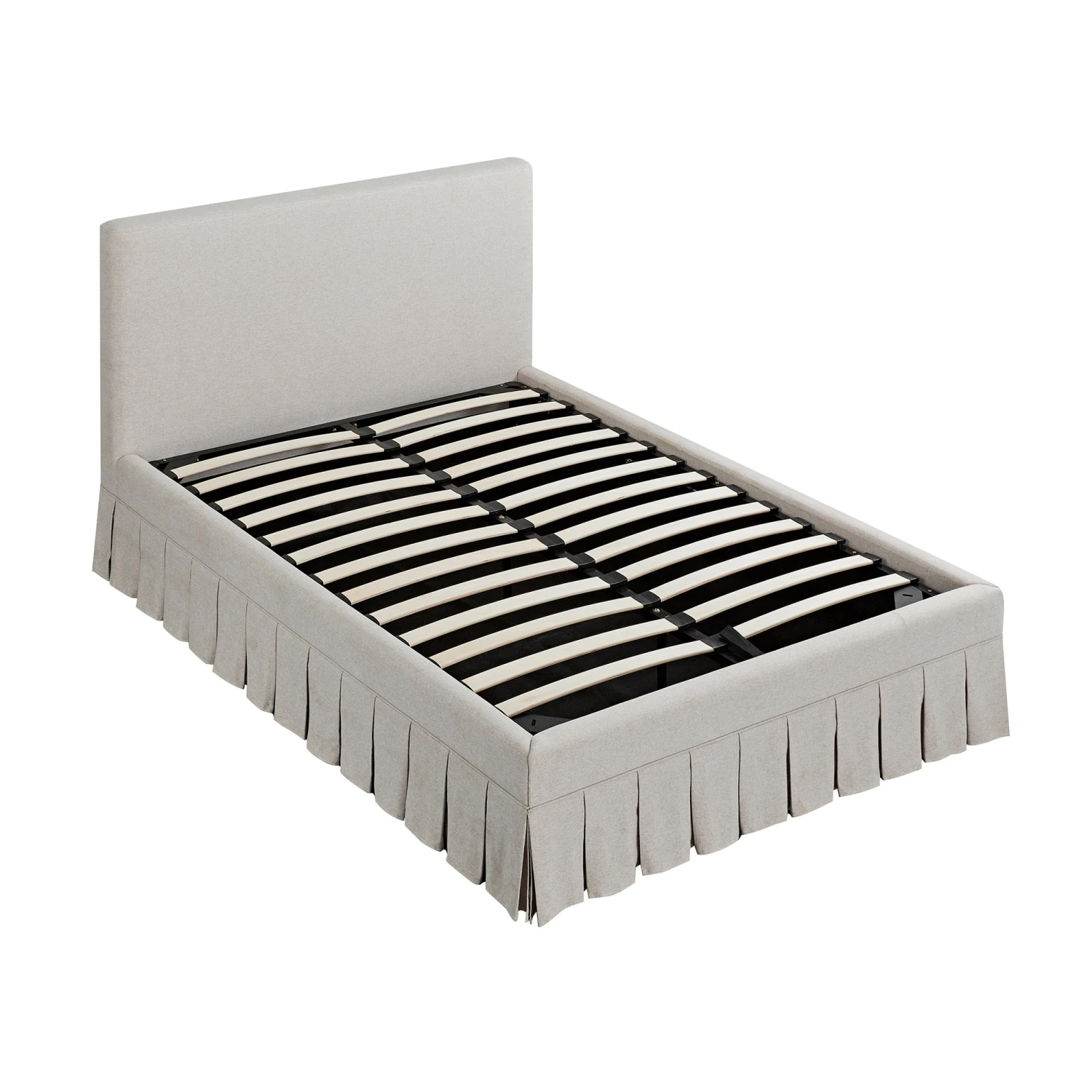 Egerton Box-Pleat Ottoman Storage Bed, Oatmeal Brushed Fabric 14 Egerton Box-Pleat Ottoman Storage Bed, Oatmeal Brushed Fabric - Image 14