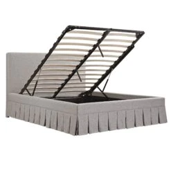 Egerton Box-Pleat Ottoman Storage Bed, Stone Brushed Fabric 26 Egerton Box-Pleat Ottoman Storage Bed, Stone Brushed Fabric -Daals Store ZX 2283 STONE FAB WB3