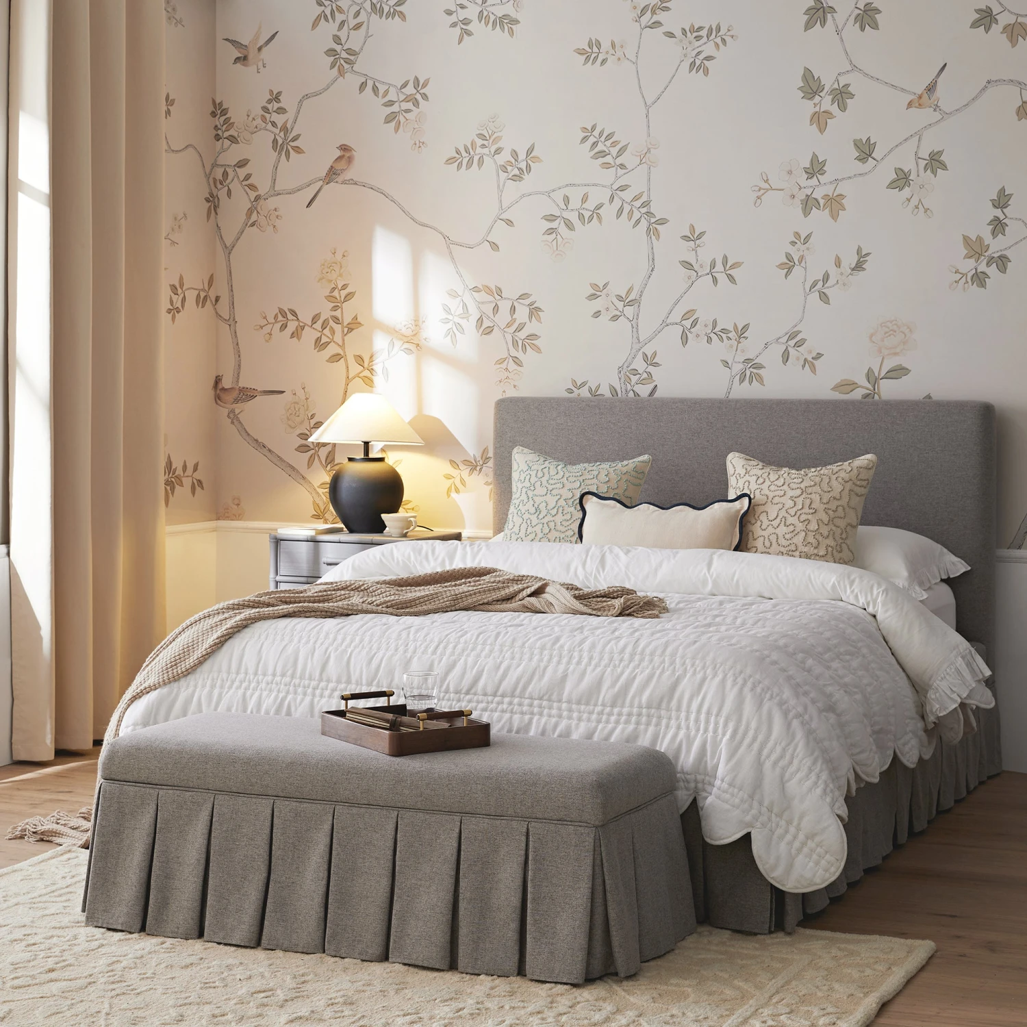 Egerton Box-Pleat Ottoman Storage Bed, Stone Brushed Fabric 1 Egerton Box-Pleat Ottoman Storage Bed, Stone Brushed Fabric