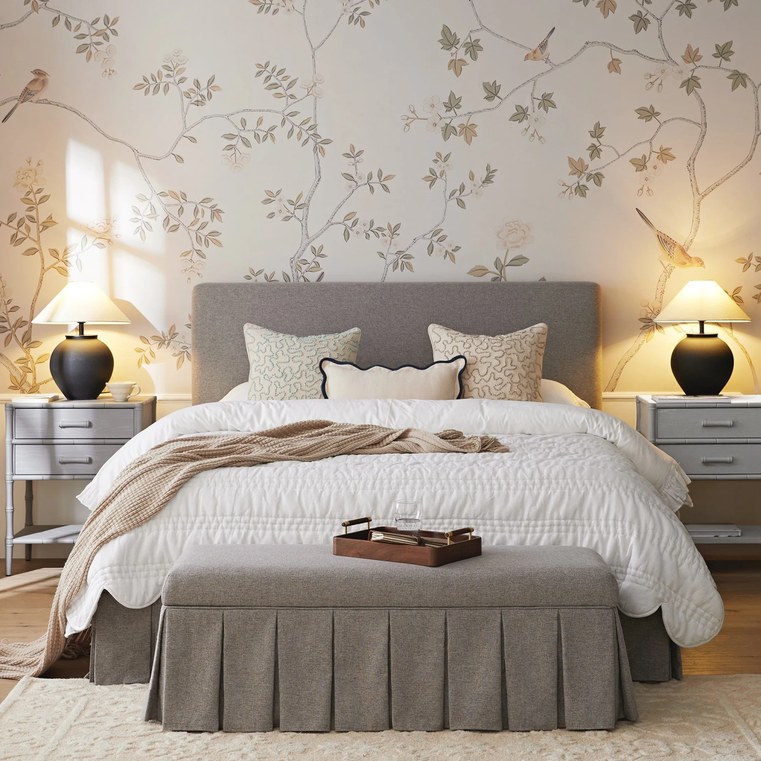 Egerton Box-Pleat Ottoman Storage Bed, Stone Brushed Fabric 2 Egerton Box-Pleat Ottoman Storage Bed, Stone Brushed Fabric - Image 2