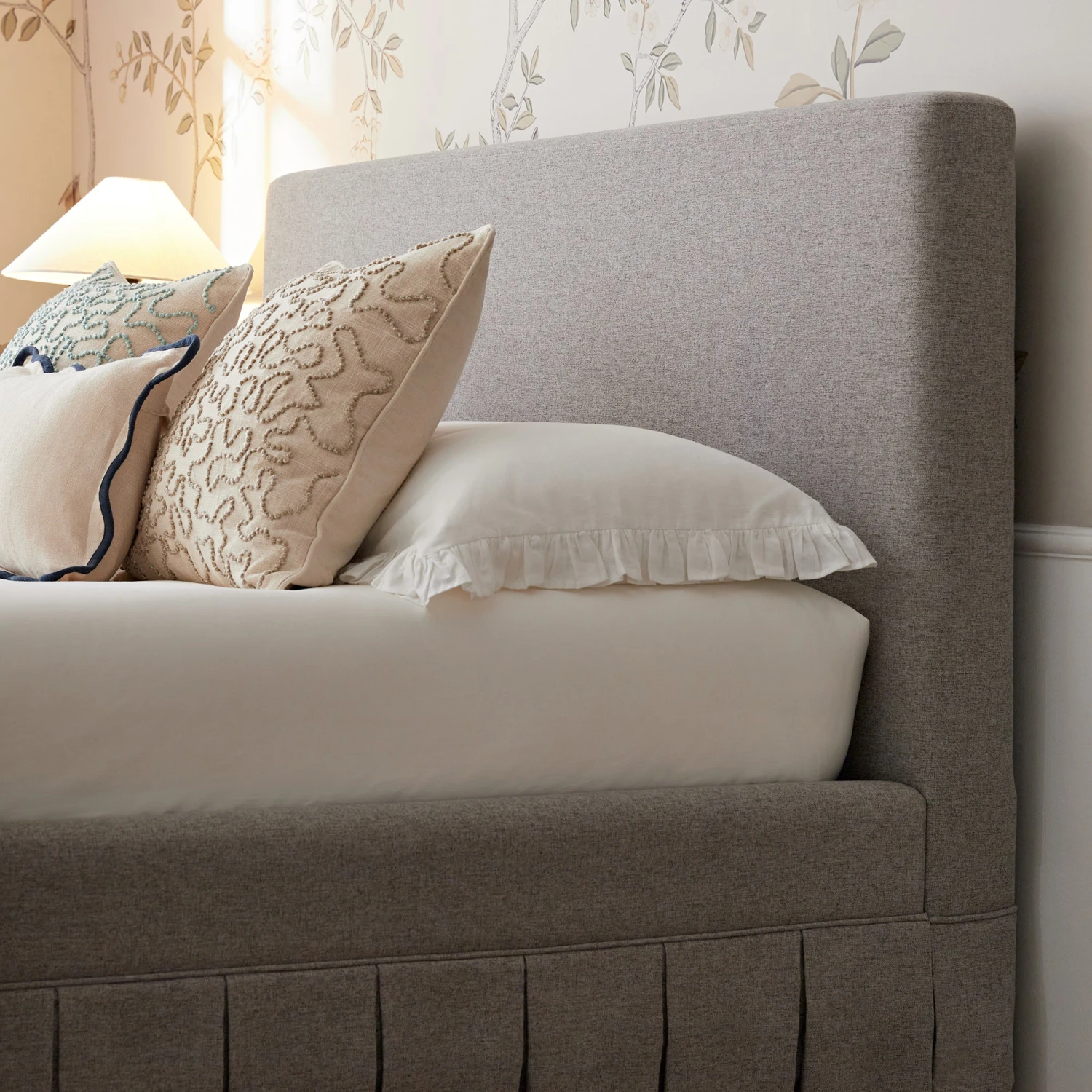 Egerton Box-Pleat Ottoman Storage Bed, Stone Brushed Fabric 4 Egerton Box-Pleat Ottoman Storage Bed, Stone Brushed Fabric - Image 4