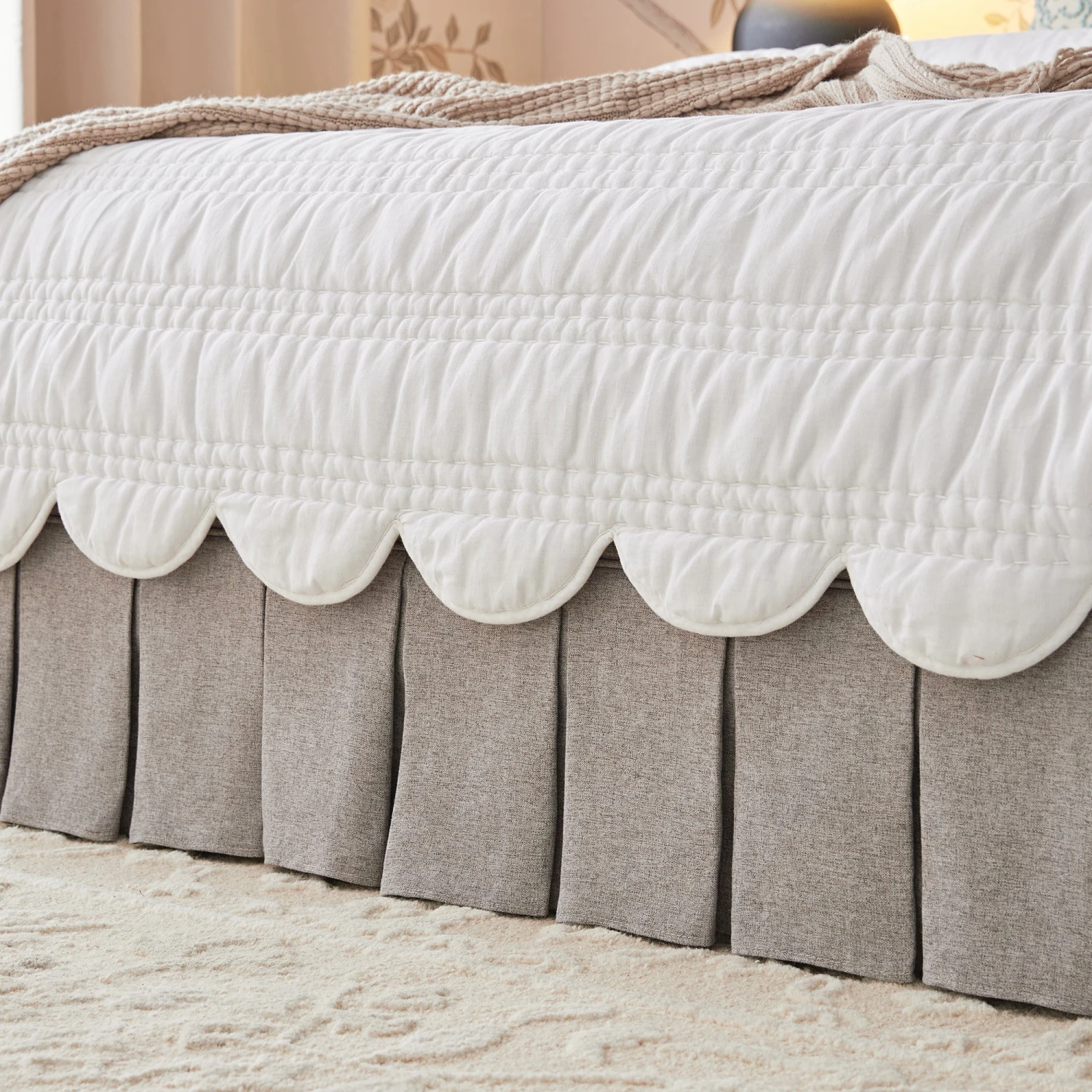 Egerton Box-Pleat Ottoman Storage Bed, Stone Brushed Fabric 6 Egerton Box-Pleat Ottoman Storage Bed, Stone Brushed Fabric - Image 6